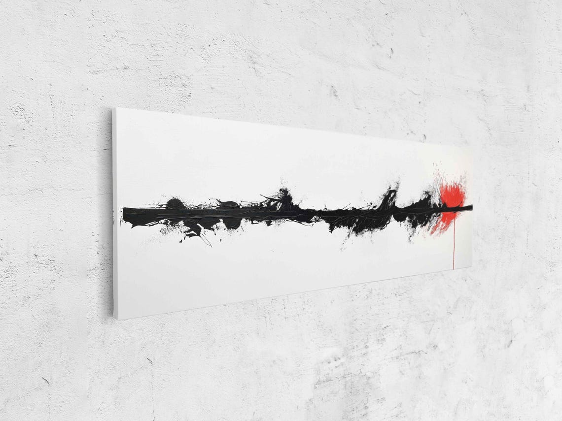 Minimalist Abstract Black White Red Ink Splash Modern Art Poster - Image 4