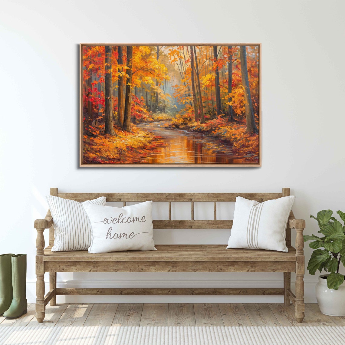 Autumn Forest Stream Golden Reflections Peak Fall Foliage Poster