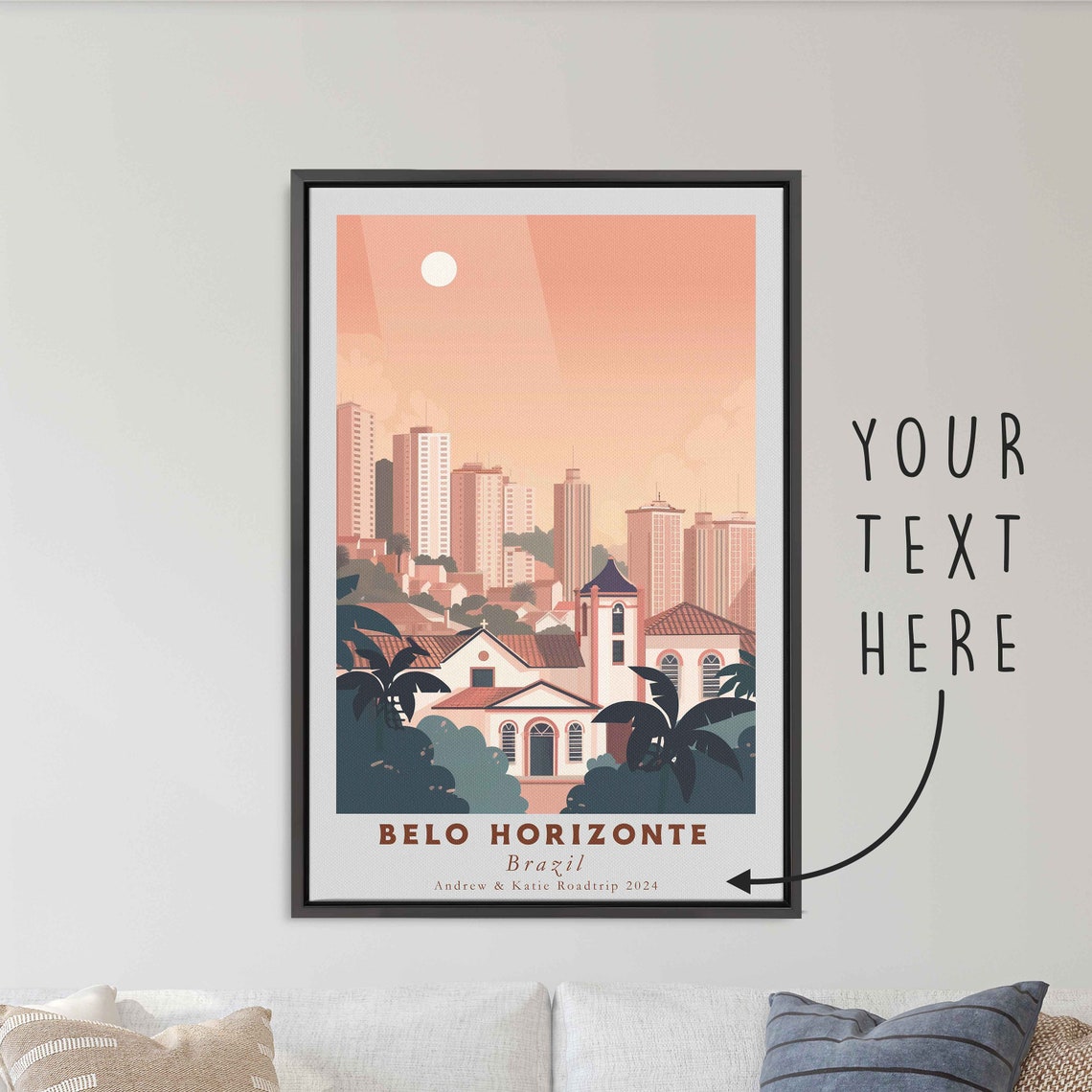 Belo Horizonte Brazil Colonial Church City Skyline Travel Poster - Image 3