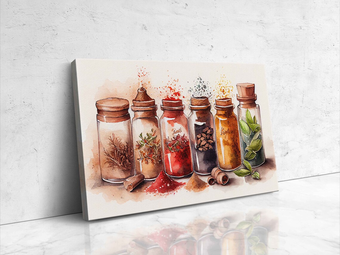 Kitchen Spices Watercolor Art Print, Rustic Decor - Image 4