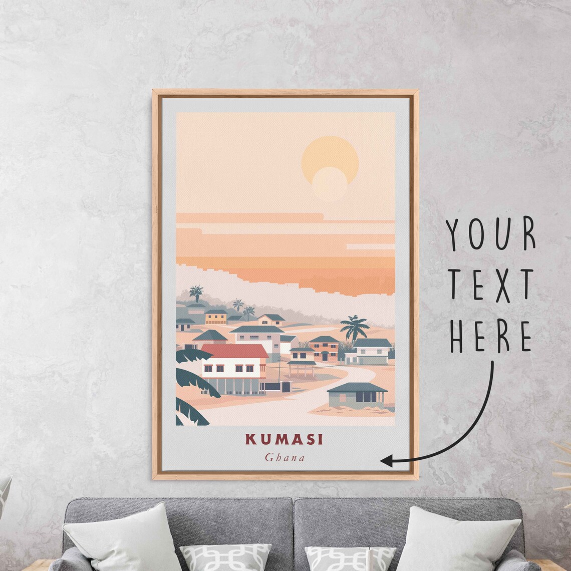 Kumasi Ghana Village Street Sunset Warm Houses Travel Poster