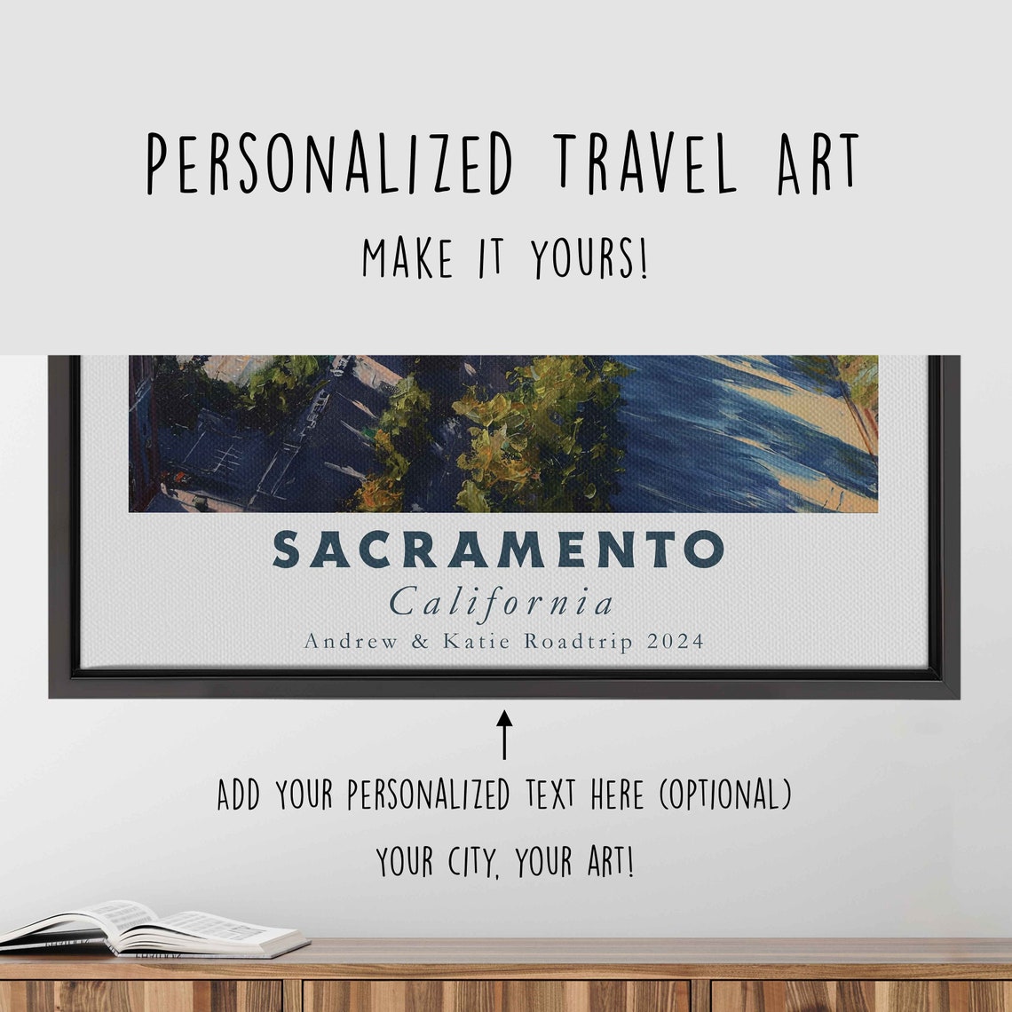 Sacramento California River Bend City View Golden Light Travel Poster - Image 4