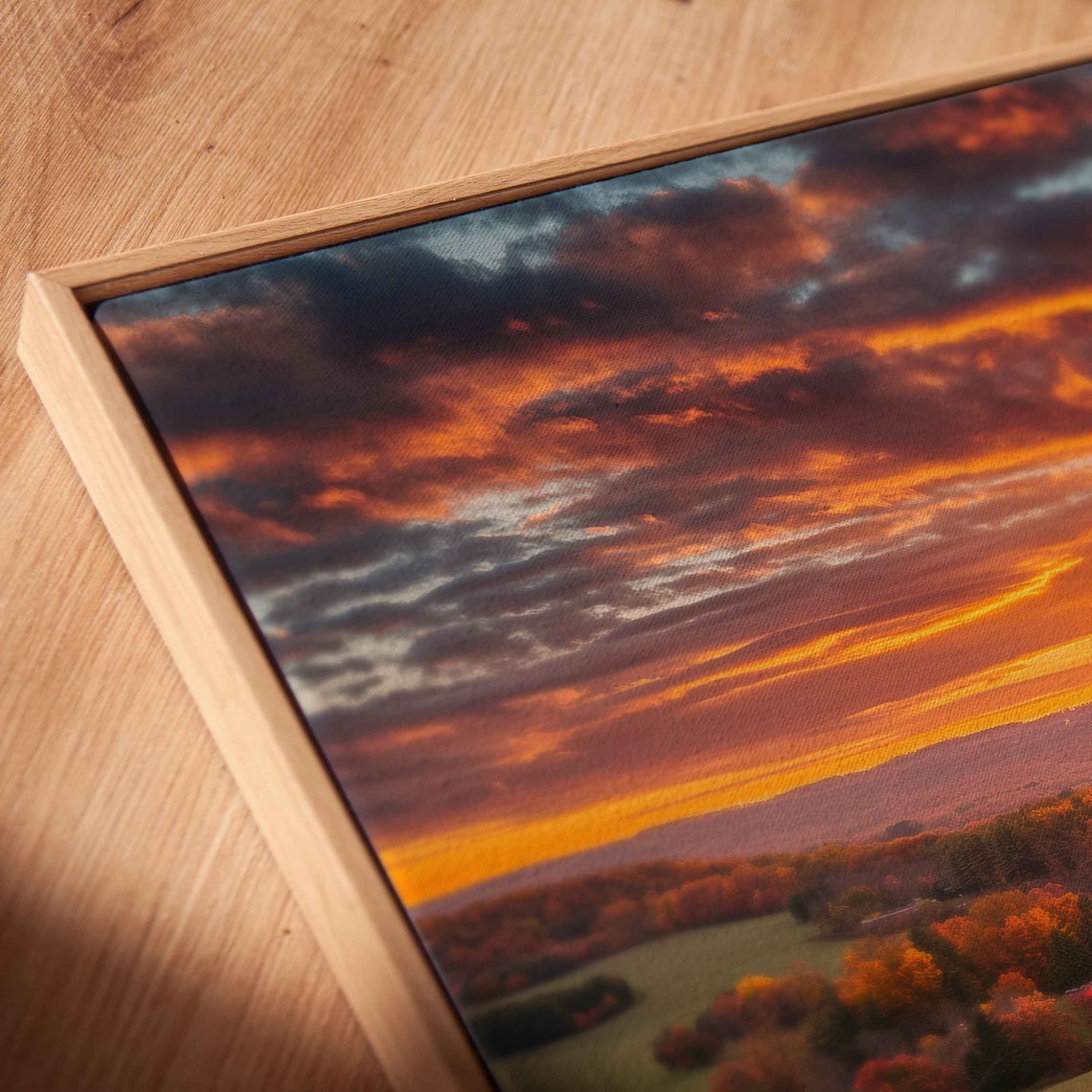 Autumn Sunset Rolling Hills Fiery Sky Fall Foliage Landscape Poster - Image 2
