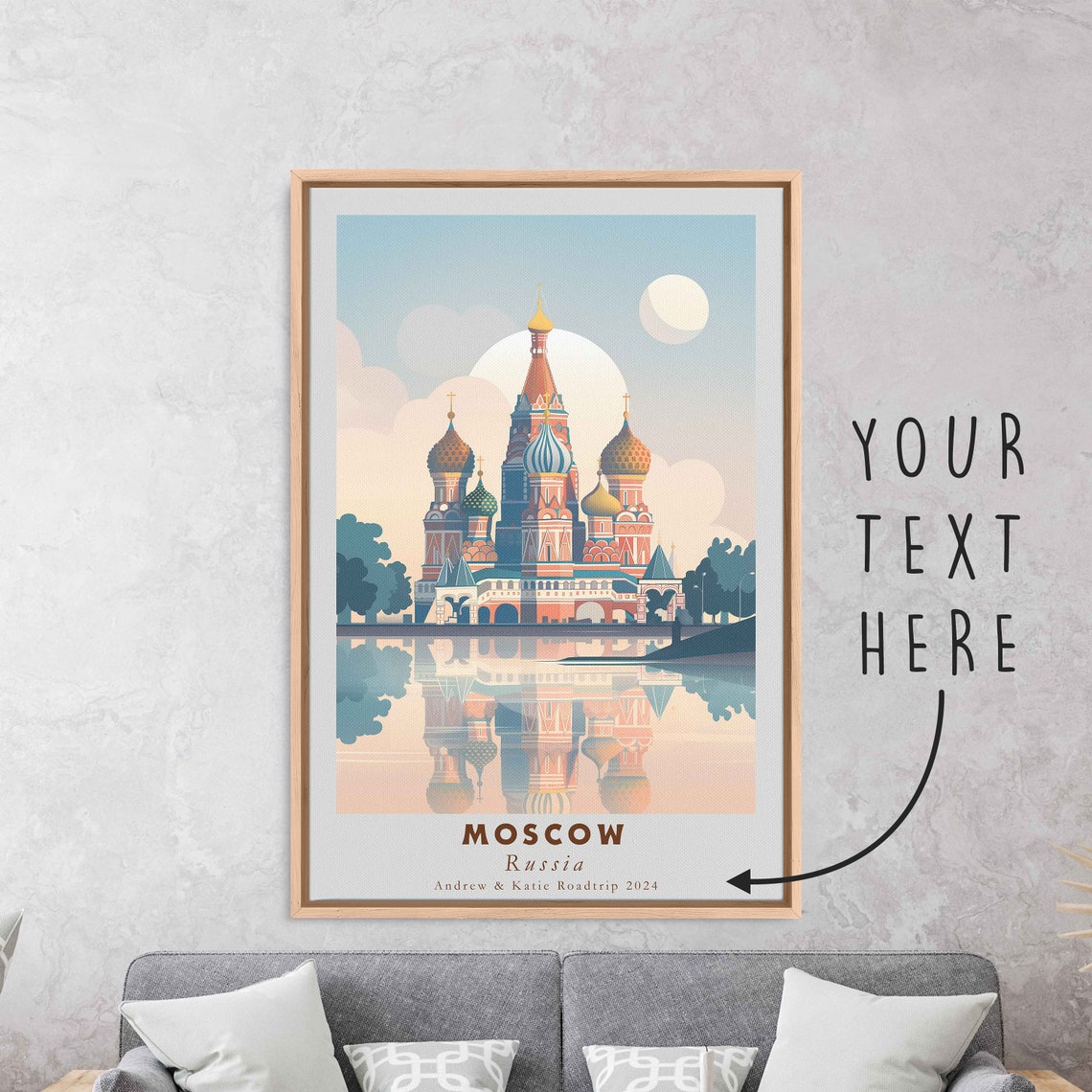 Moscow Russia St Basil Cathedral Domes Water Reflection Travel Poster - Image 3
