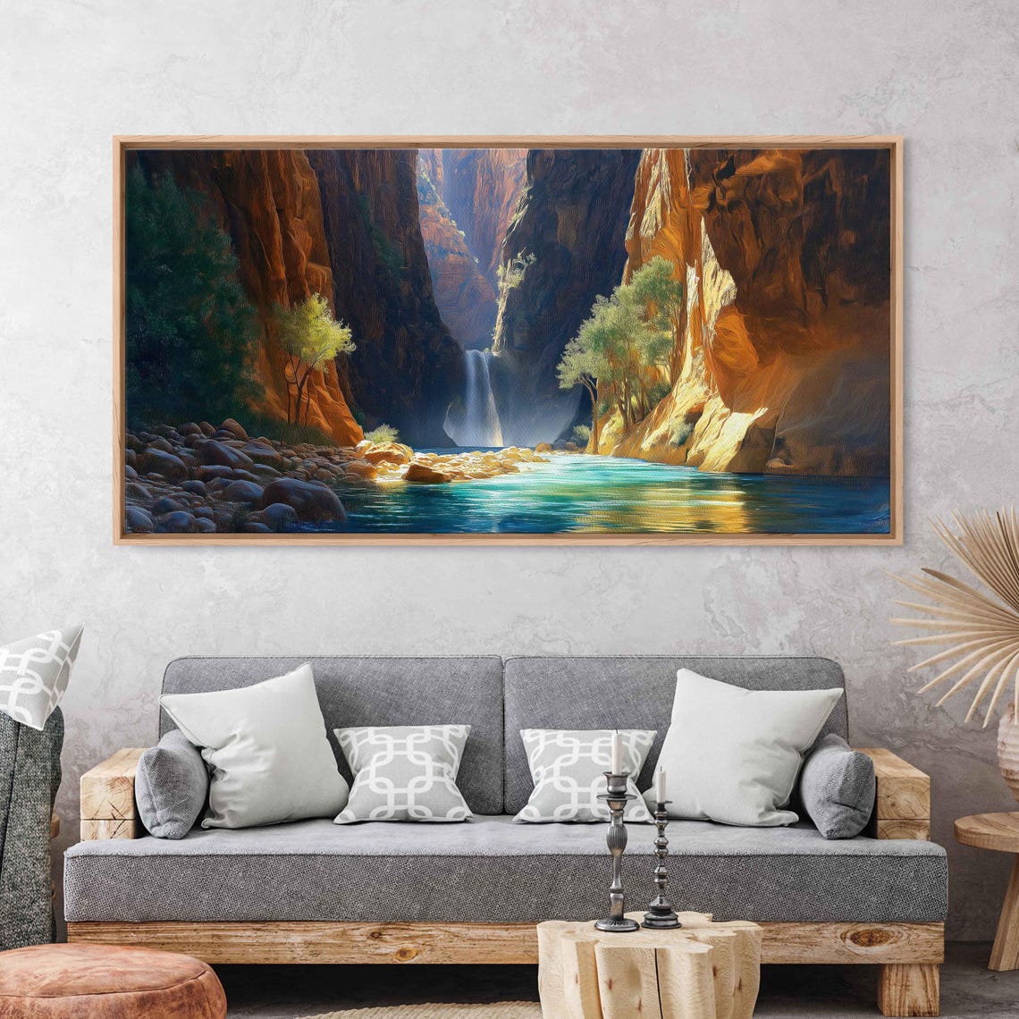 Zion Narrows Scenic View Wall Art Print Glowing Sunlight Blue Waters Nature Beauty - Image 3