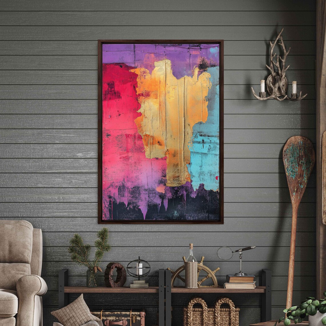 Surreal Twilight Magic, Whimsical Collage Art Print