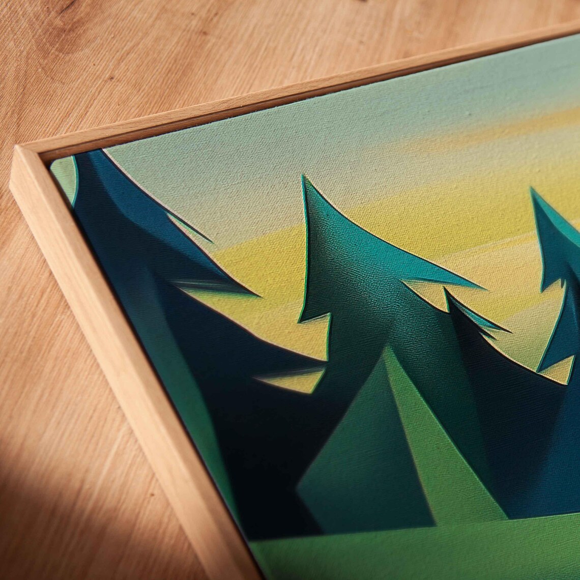 Geometric Grizzly Bear Panoramic Art Colorful Cubist Sunset Mountain Landscape Poster - Image 2