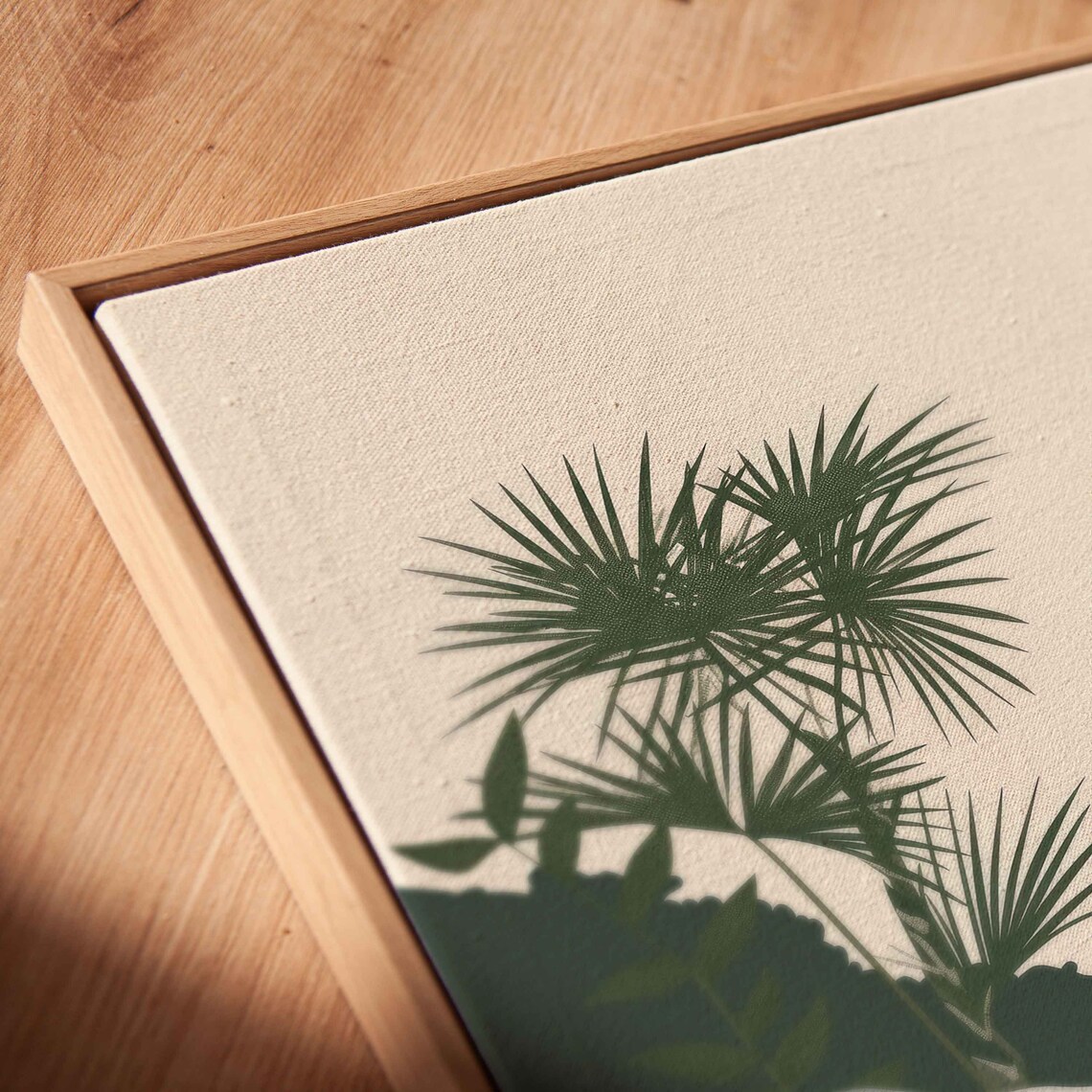 Zen Garden Flowing Stream Smooth Rocks Palm Silhouettes Warm Sun Wall Art - Image 2