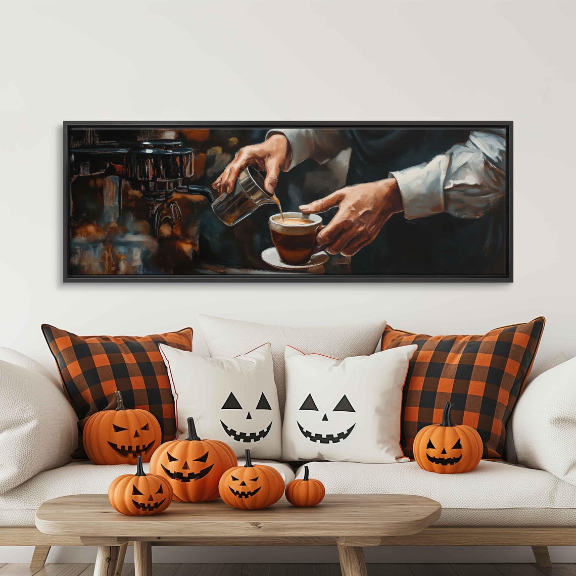Barista Hands Pouring Espresso In Moody Cafe Close-Up Art Print - Image 3