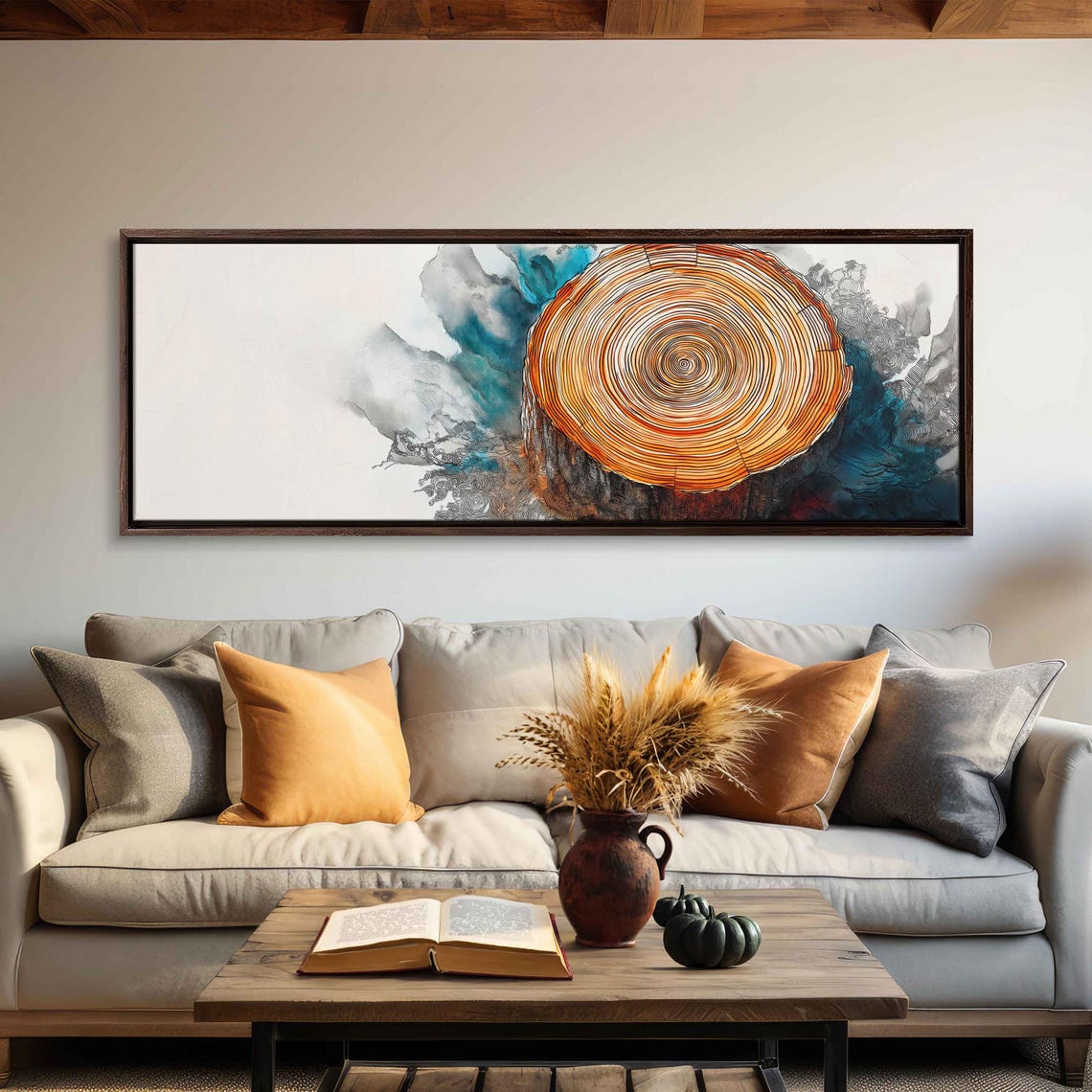Tree Stump Cross Section Watercolor Ink Wash Painting Art Poster - Image 3