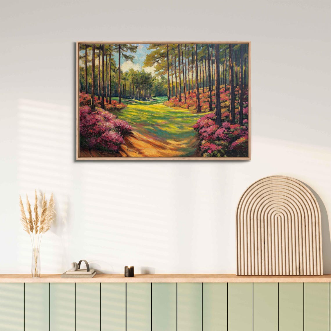 Golf Path Through Pine Forest With Pink Azalea Bushes Art Poster - Image 3