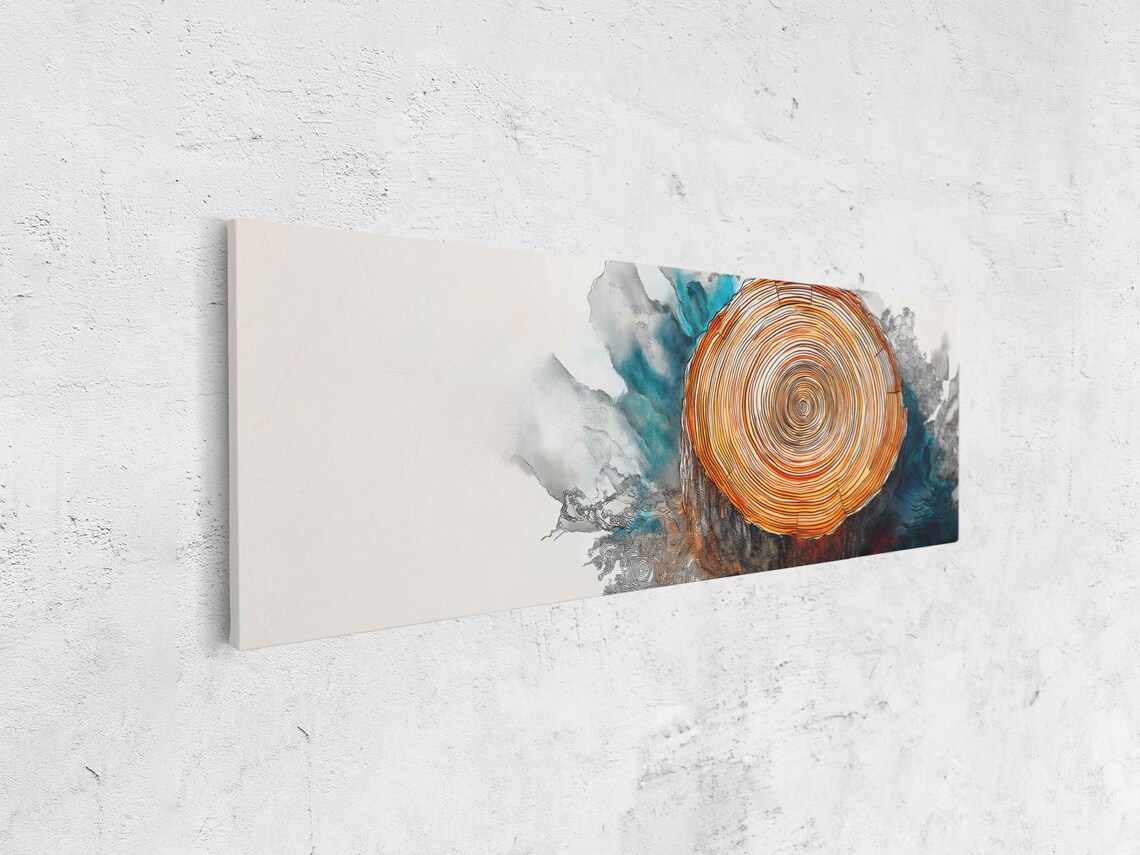 Tree Stump Cross Section Watercolor Ink Wash Painting Art Poster - Image 4
