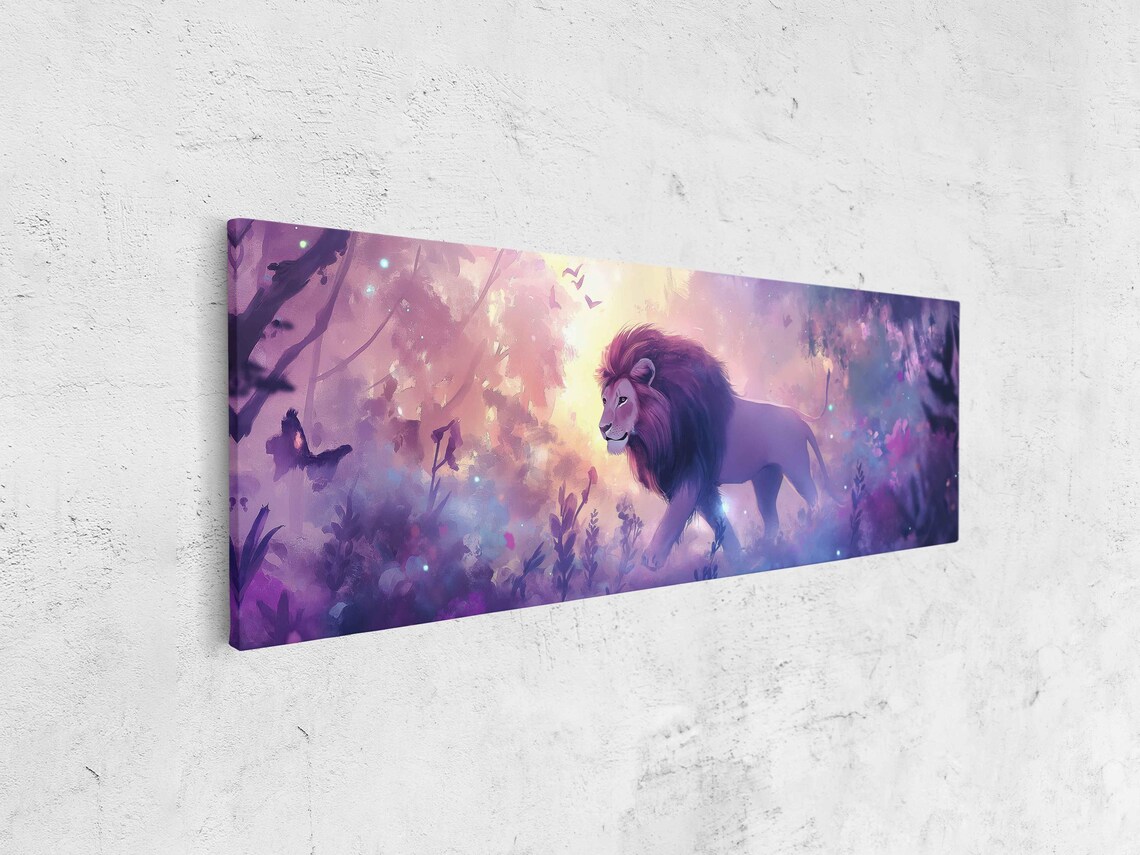 Lion In Ethereal Forest Watercolor Dreamy Pastel Tones Fantasy Poster - Image 4