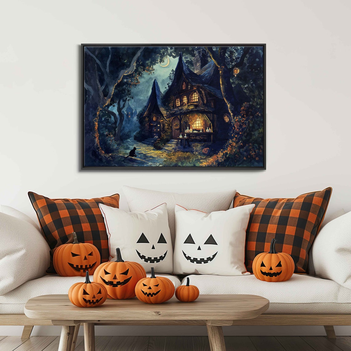 Whimsical Witch Cottage In Moonlit Woods Spooky Halloween Night Poster - Image 3
