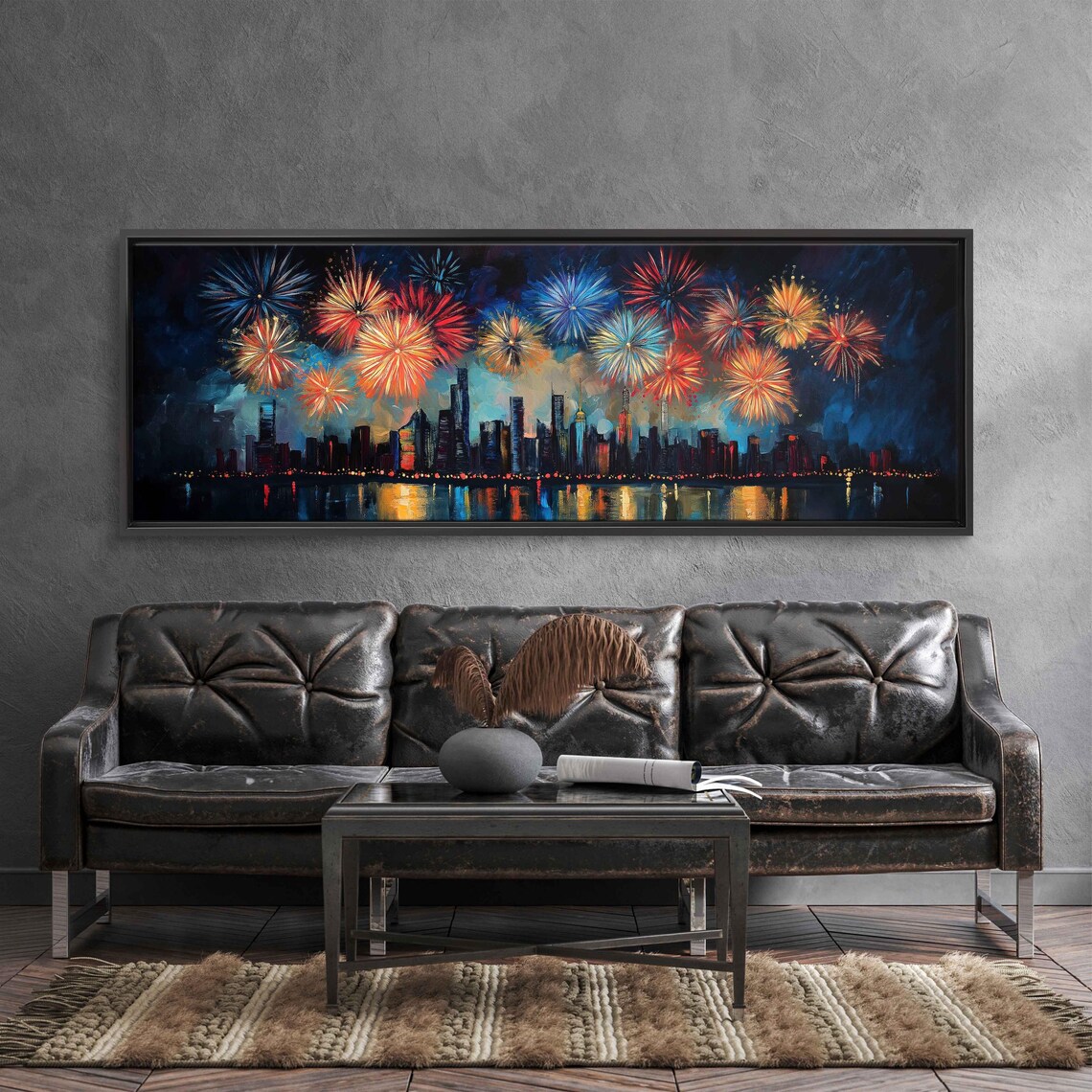Fireworks Display Above City Skyline Poster - Image 3