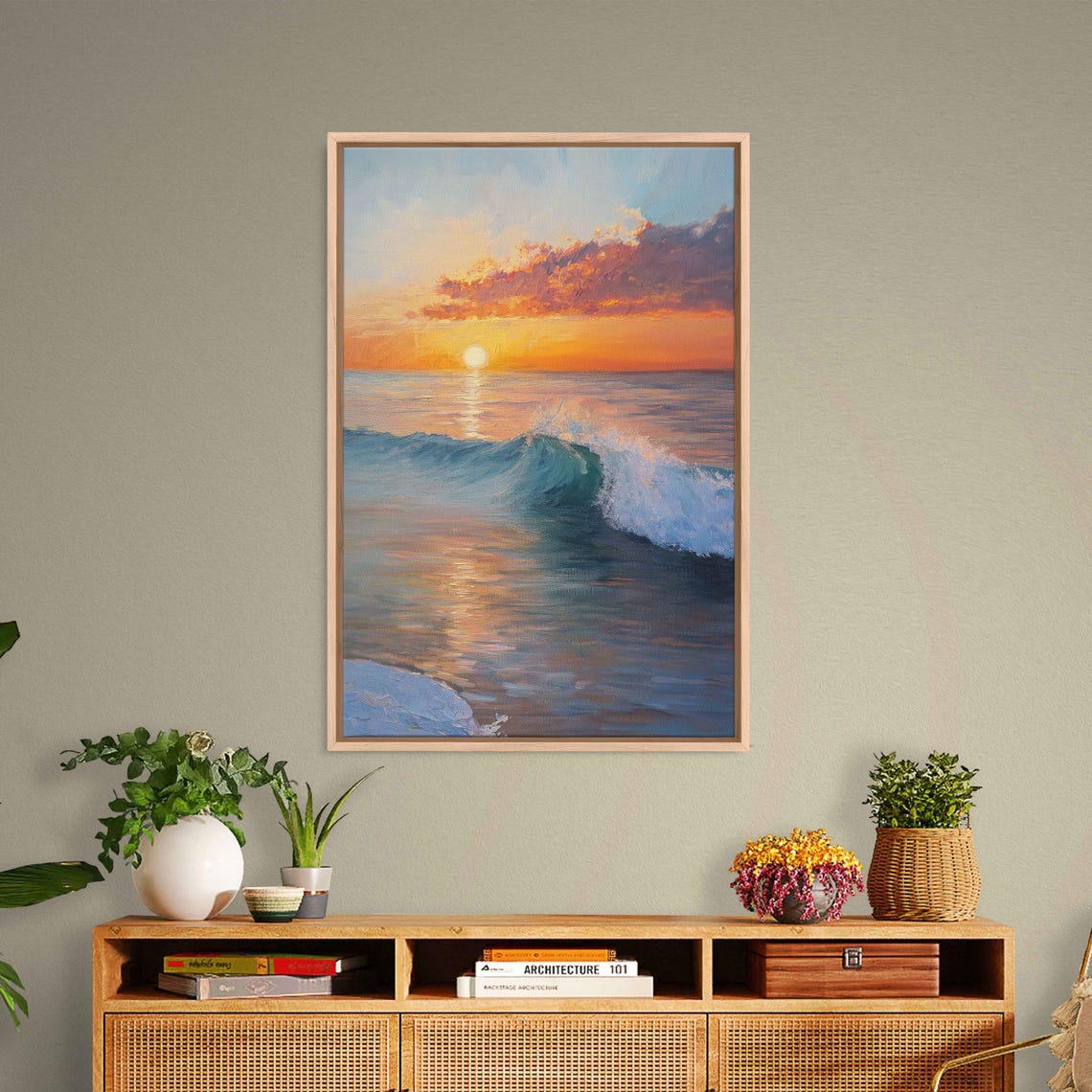 Serene Surf Scene During Sunset Wall Art Print Gift For Surfer Ocean Art Ready To Hang - Image 3