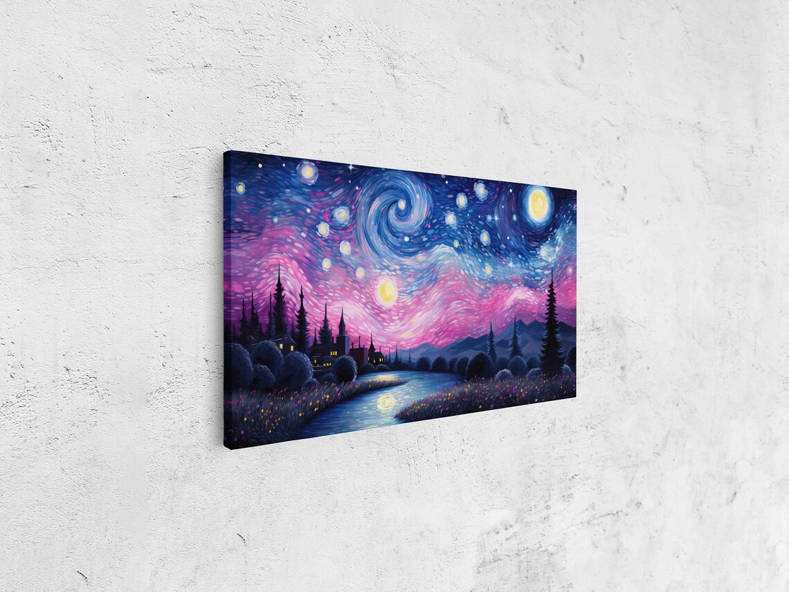 Starry Night Van Gogh-Inspired Impressionist Art Print - Image 4