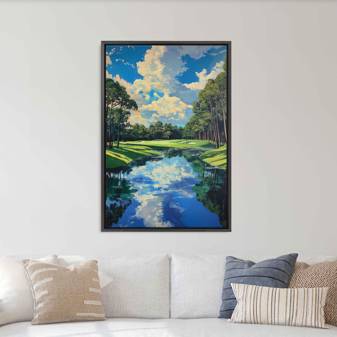 Picturesque Views From The 17th Hole Wall Art Print Reflections Blues Greens Golf Course Scenic - Image 3