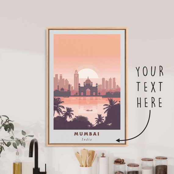 Mumbai India Acrylic Painting Travel Art Framed Wall Art Framed Fine Art Poster Paper Print Travel Home Decor