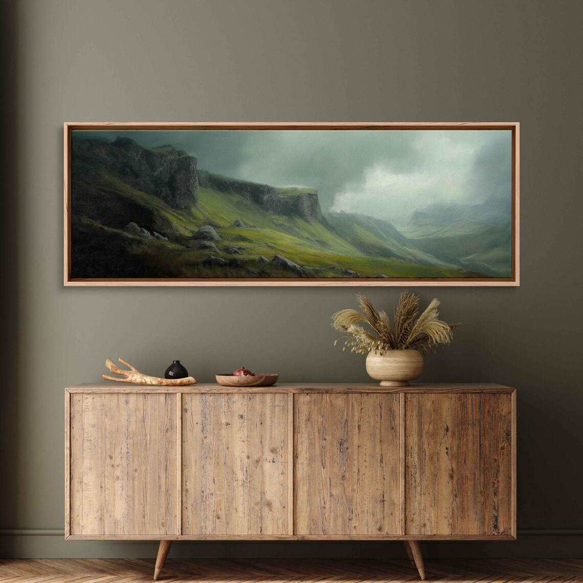Scottish Highlands Cliffs Wall Art Print Moody Overcast Sky Rich Greens And Grays - Image 3