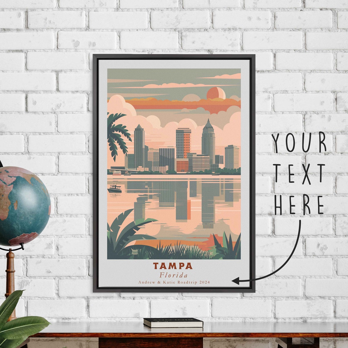 Tampa Florida Skyline Waterfront Sunset Reflection Travel Poster - Image 3