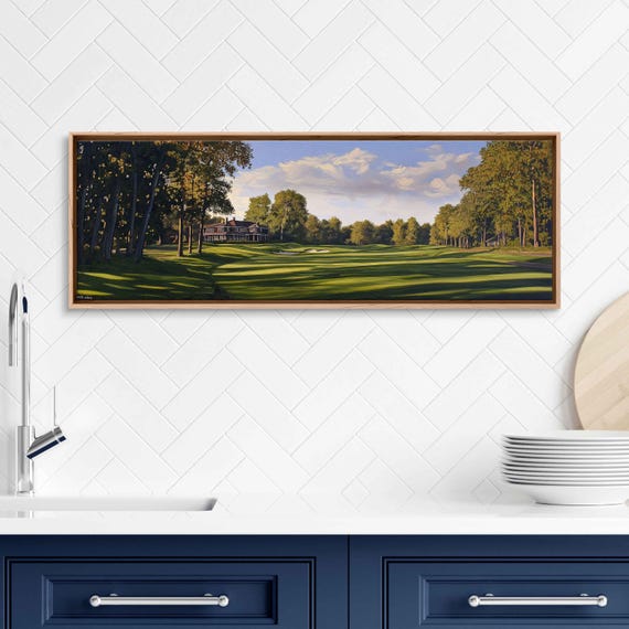 Valhalla Golf Course Clubhouse Oil Wall Art Print Picturesque Fairway Gift For Golfer Golfing Green Ready To Hang