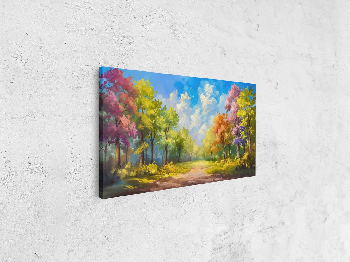 Colorful Forest Path Trees Of Every Color Bright Nature Print - Image 4