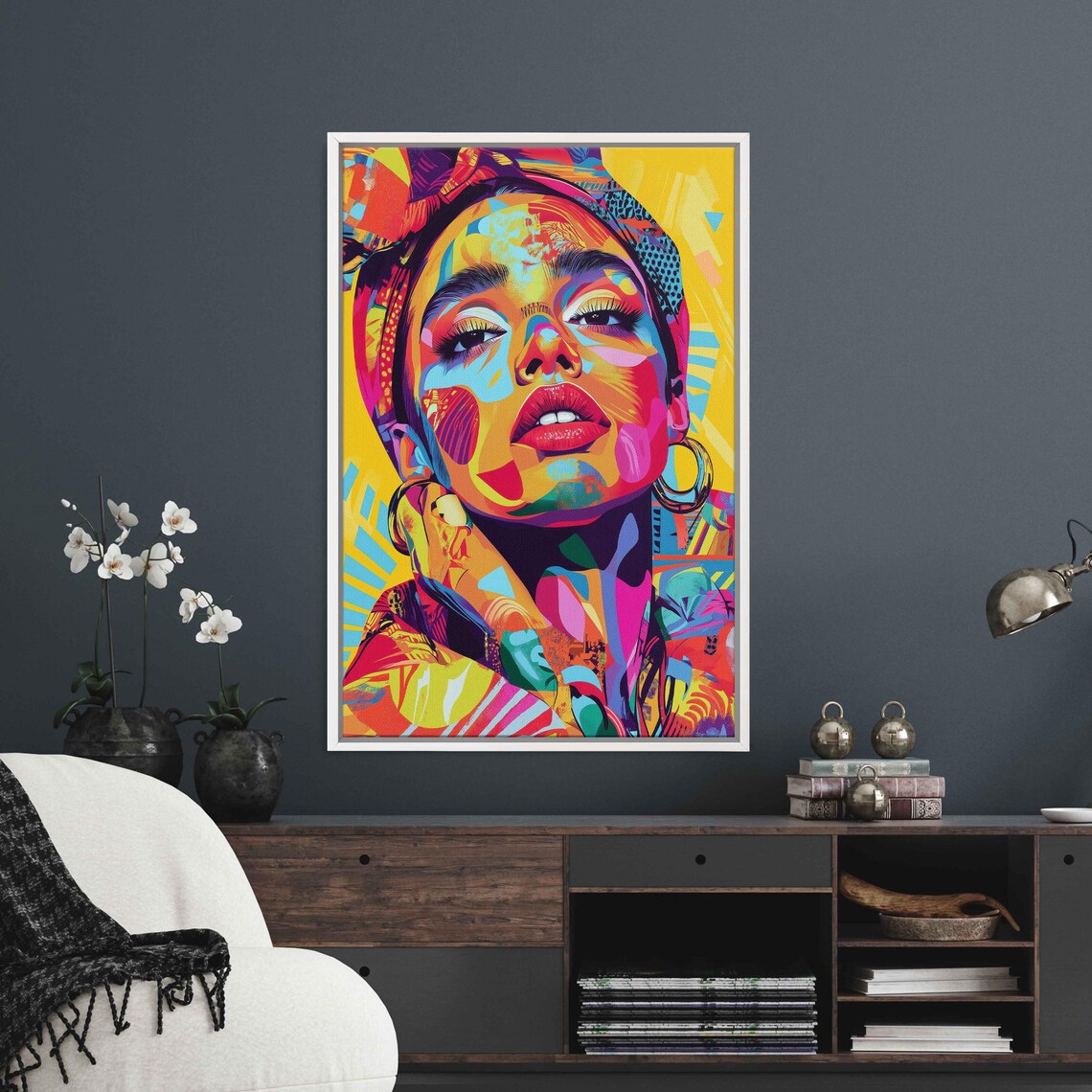 Vibrant Mosaic Portrait Of A Woman In Pop Art Style Wall Poster - Image 3