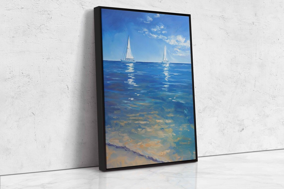 Peaceful Ocean View With Sailboats Art Print - Image 4