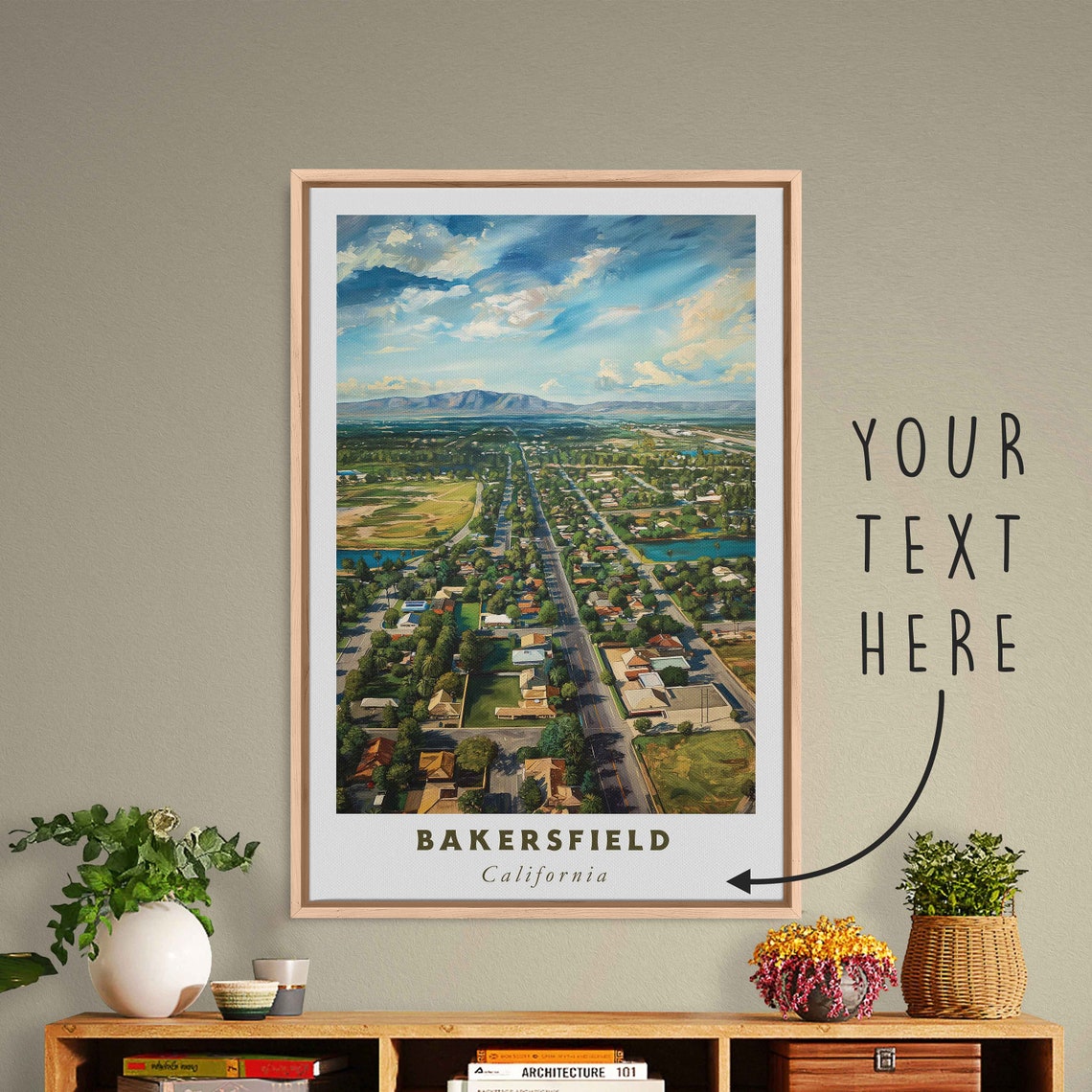 Bakersfield California Aerial Suburban Streets Mountain View Poster