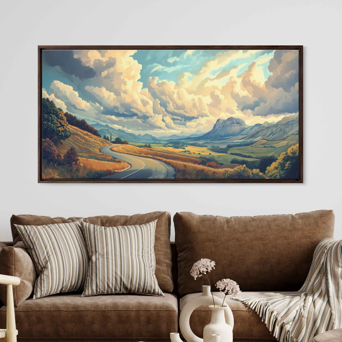 Vintage Travel Poster Wall Art Print Scenic Road Picturesque Valley Dramatic Clouds - Image 3