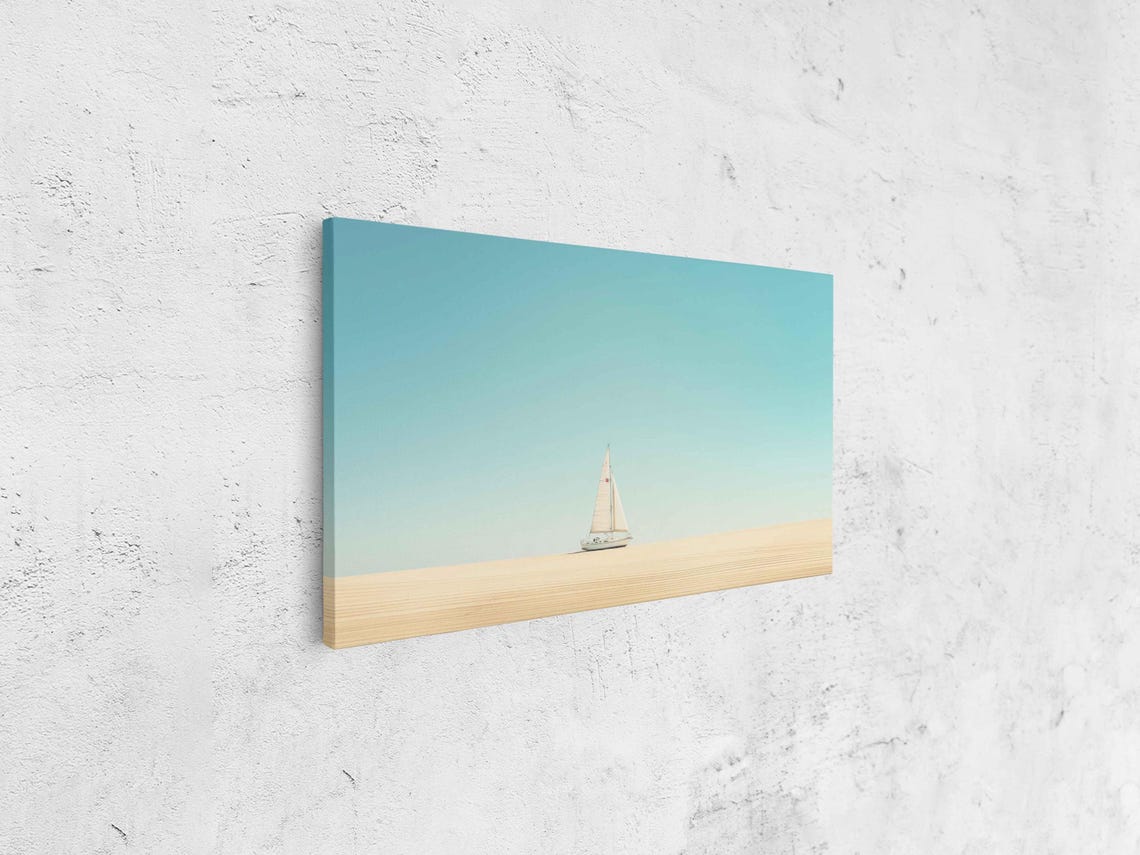 Single Sailboat On Calm Turquoise Sea Minimalist Nautical Poster - Image 4