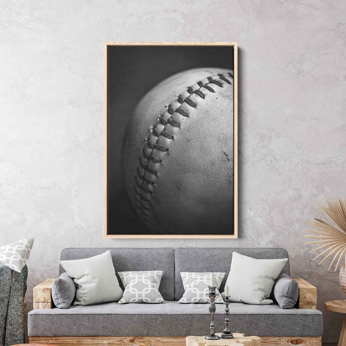 Closeup Baseball Threads Wall Art Print Gift For Baseball Lover Sports Fan Ready To Hang - Image 3