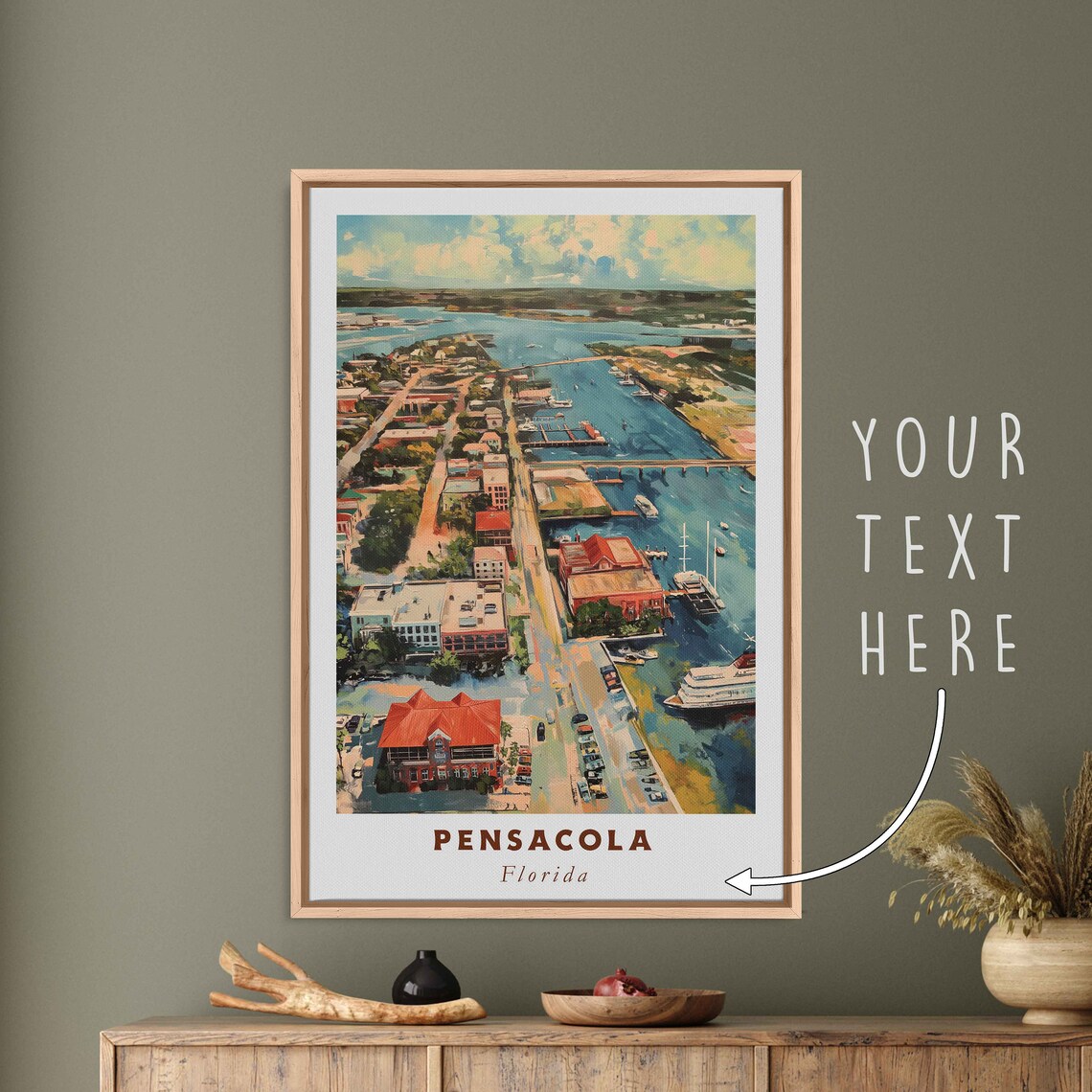 Pensacola Florida Acrylic Painting Travel Poster