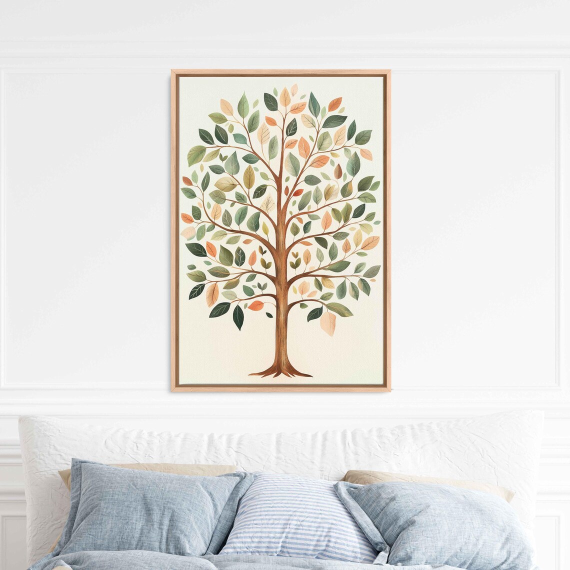 Tree Of Life Artwork Wall Art Print Vintage Design Earthy Pastels Symmetrical
