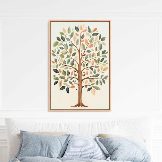 Tree Of Life Artwork Wall Art Print Vintage Design Earthy Pastels Symmetrical