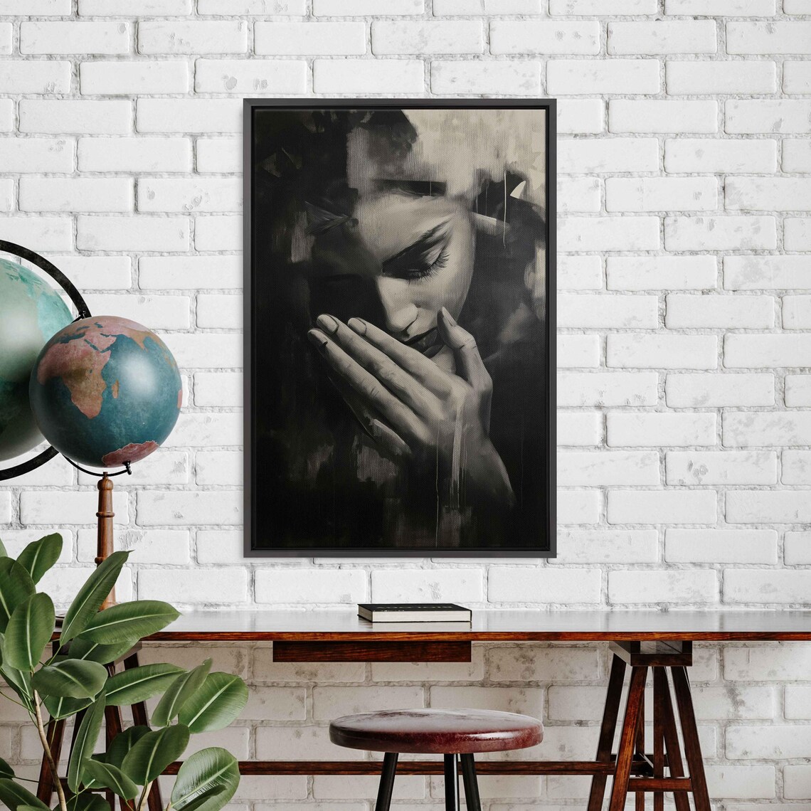 Monochromatic Abstract Painting, Intriguing Shadow Play