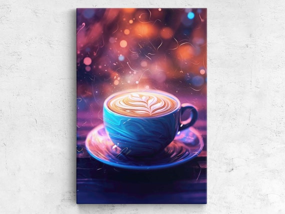 Colorful Vibrant Latte Wall Art Print Multicolor Swirled Gift For Coffee Lovers Ready To Hang