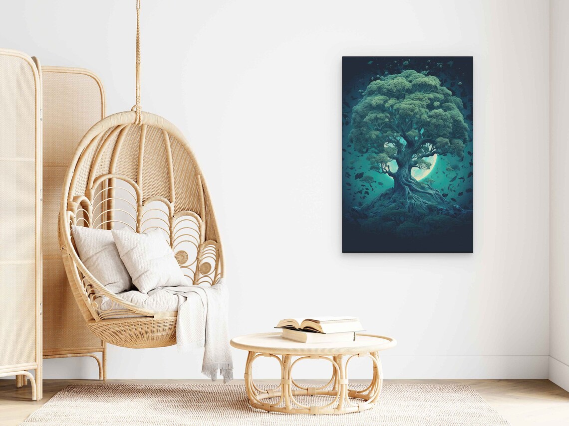 Elder Tree Moonlight Backlit Framed Print Unique Wall Art - Image 3