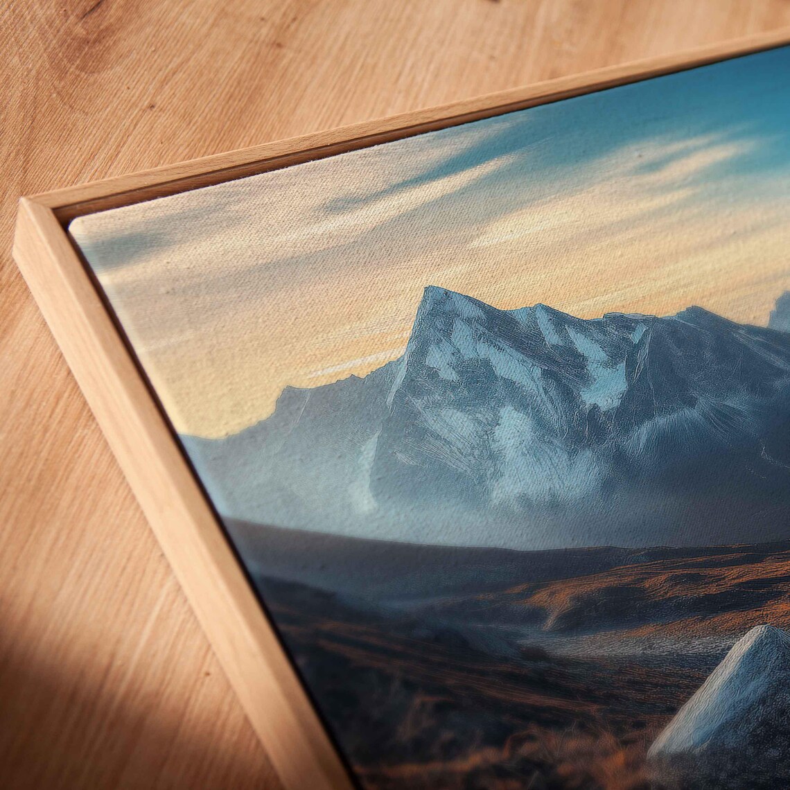 Himalayan Mountain Range Wall Art Print Panoramic Acrylic Landscape Snowy Peaks Golden Sunlight - Image 2