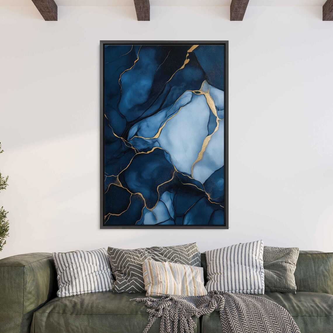 Vibrant Abstract Acrylic Art Print, Deep Blues