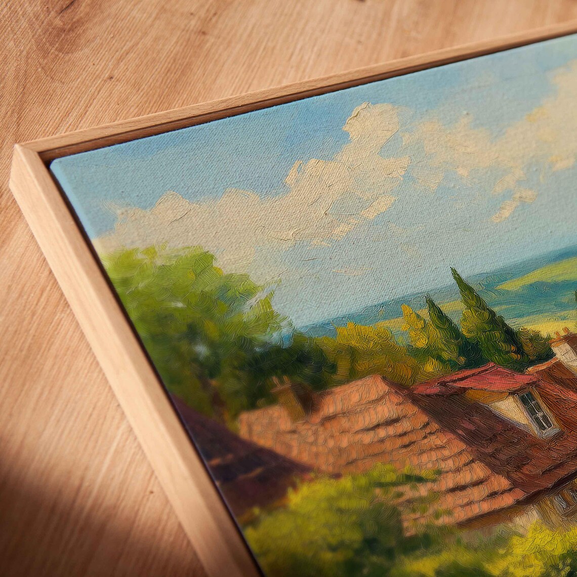 European Village Cottages Red Roofs Rolling Green Hills Poster - Image 2
