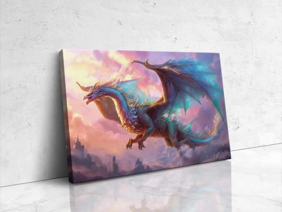 Enchanted Dragon Oil Painting, Pastel Art Print - Image 4