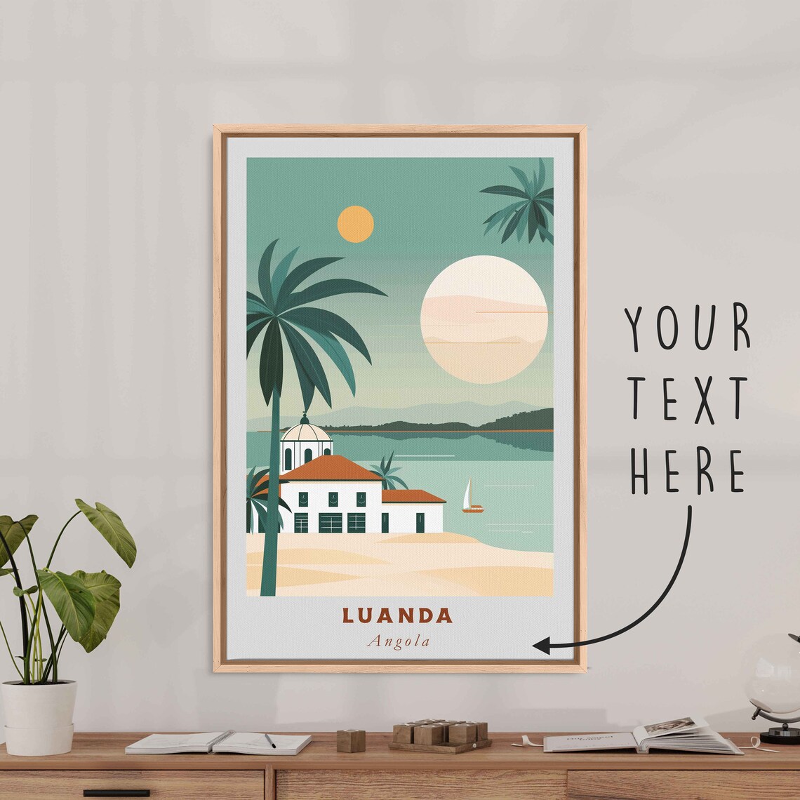 Luanda Angola Tropical Beach Colonial House Palm Trees Art Poster