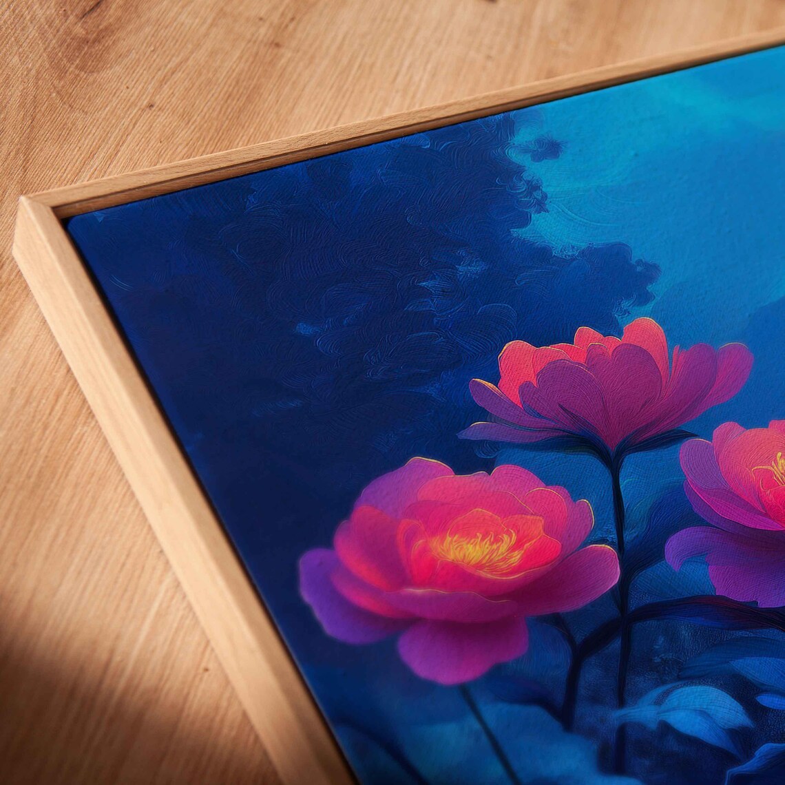 Neon Flowers Blooming, Twilight Sky Art Print - Image 2