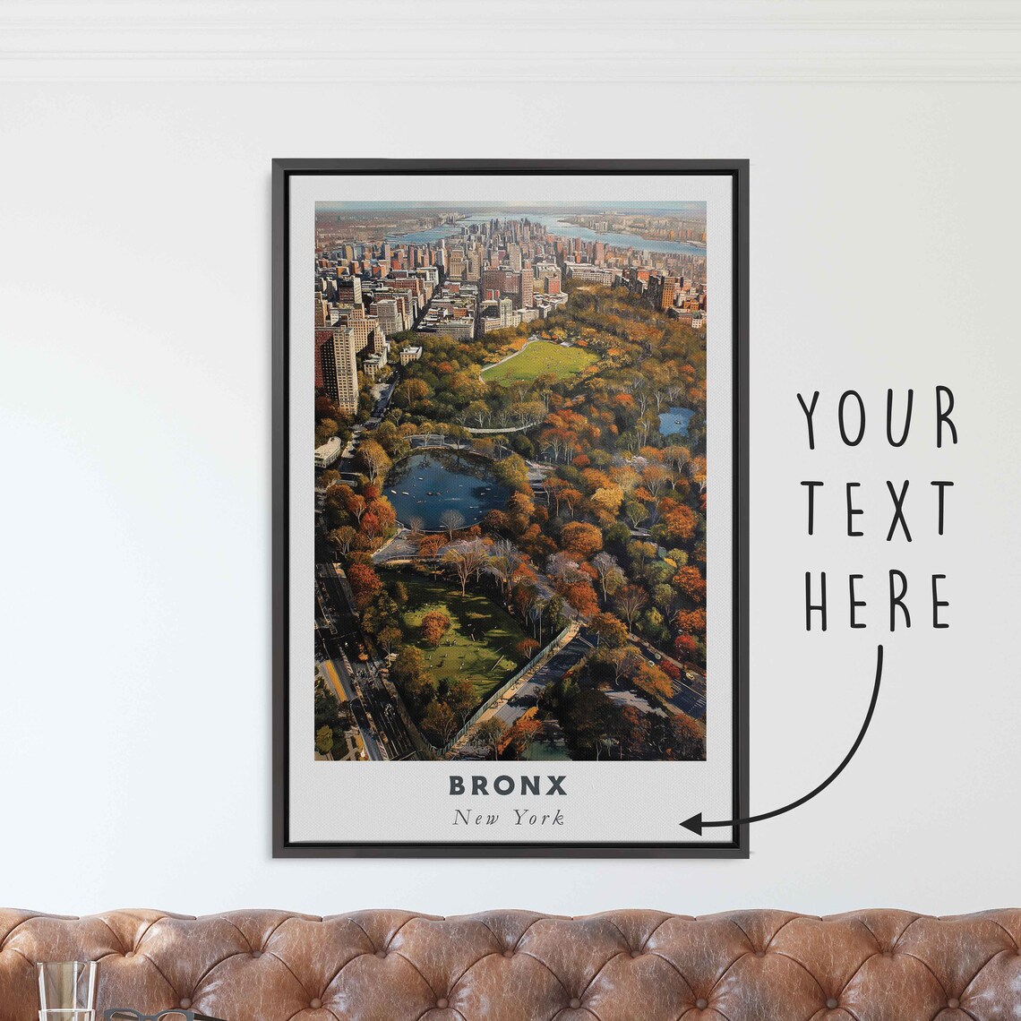 Bronx New York Park And Lake Autumn Aerial City Travel Poster
