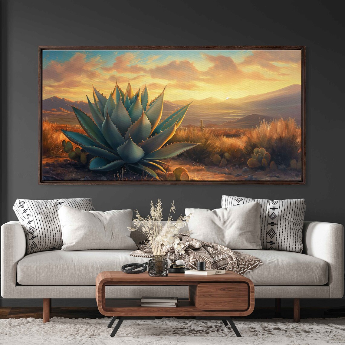 Agave Plant Desert Landscape Oil Painting Art Print