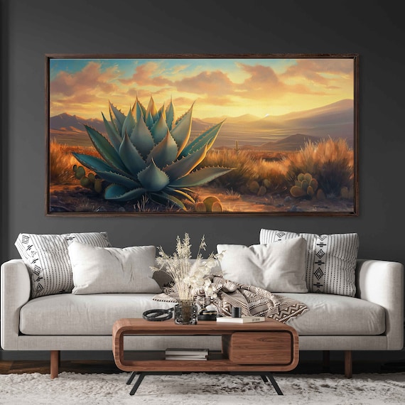 Agave Plant Desert Landscape Oil Painting Art Print