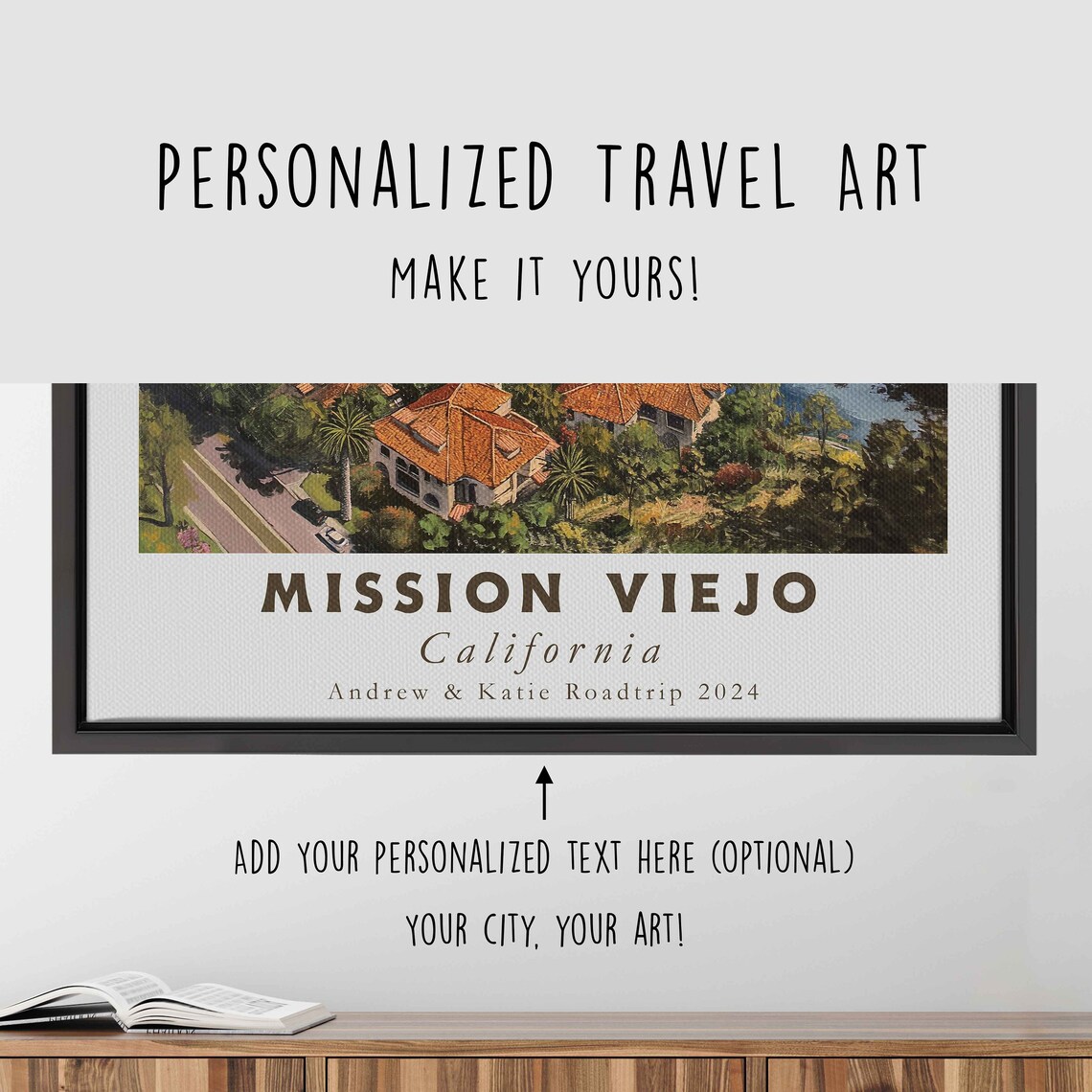 Mission Viejo California Acrylic Painting Travel Art Framed Wall Art Framed Fine Art Poster Paper Print Travel Home Decor - Image 4