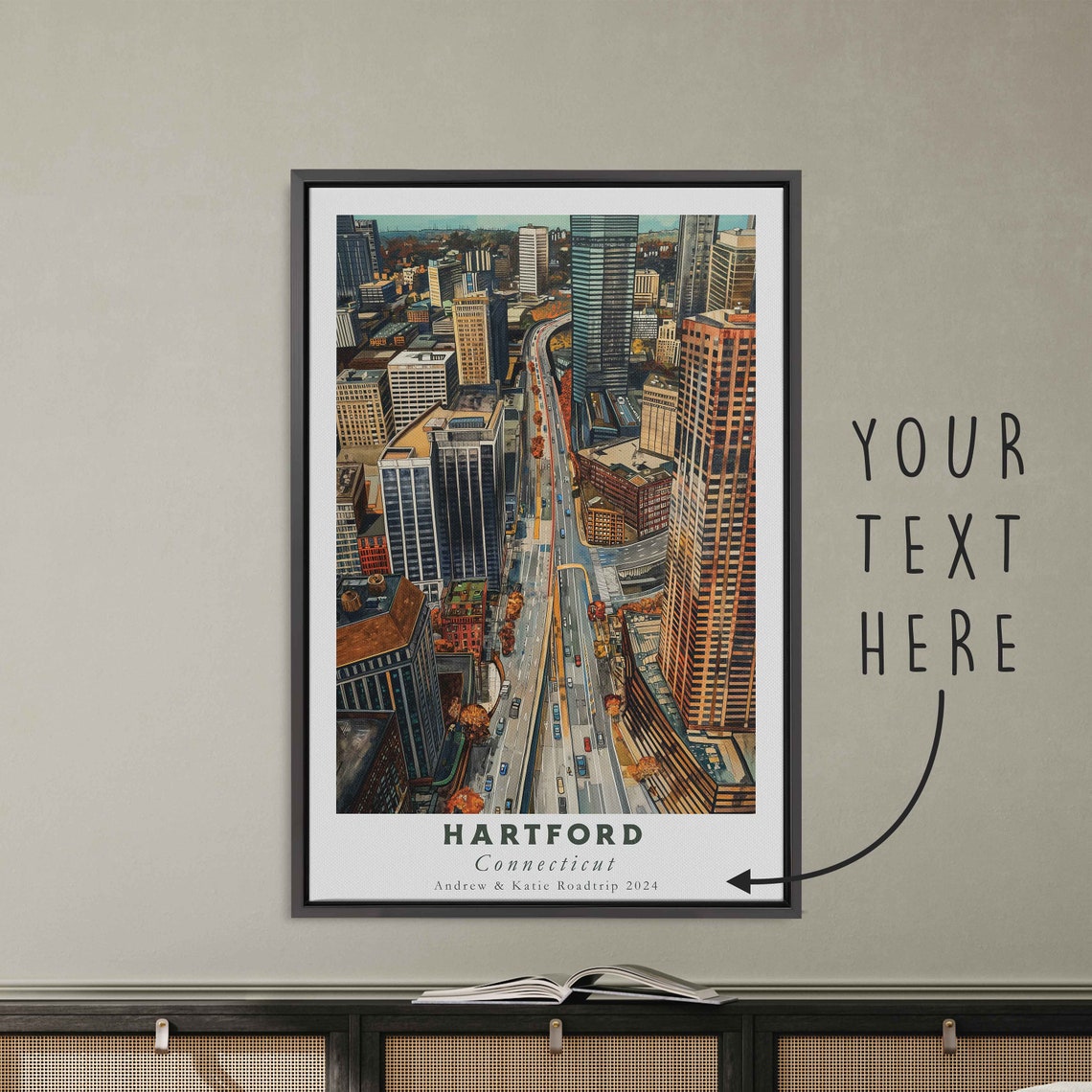 Hartford Connecticut Downtown Aerial Highway Skyline Daytime Poster - Image 3